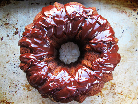 Midnight Baking: Banana Bundt Cake with Chocolate Ganache